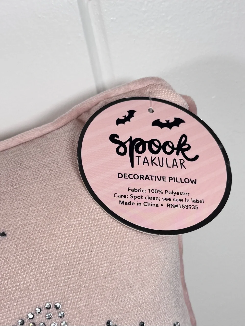 NEW Spooktakular Bedazzled Bats Halloween Pillow